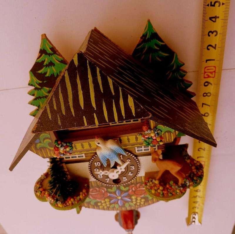 GERMAN WALL CLOCK WITH SWINGING GIRL/ MOVING BIRD