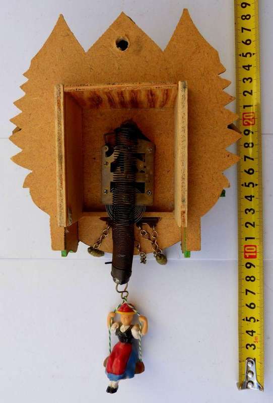 GERMAN WALL CLOCK WITH SWINGING GIRL/ MOVING BIRD