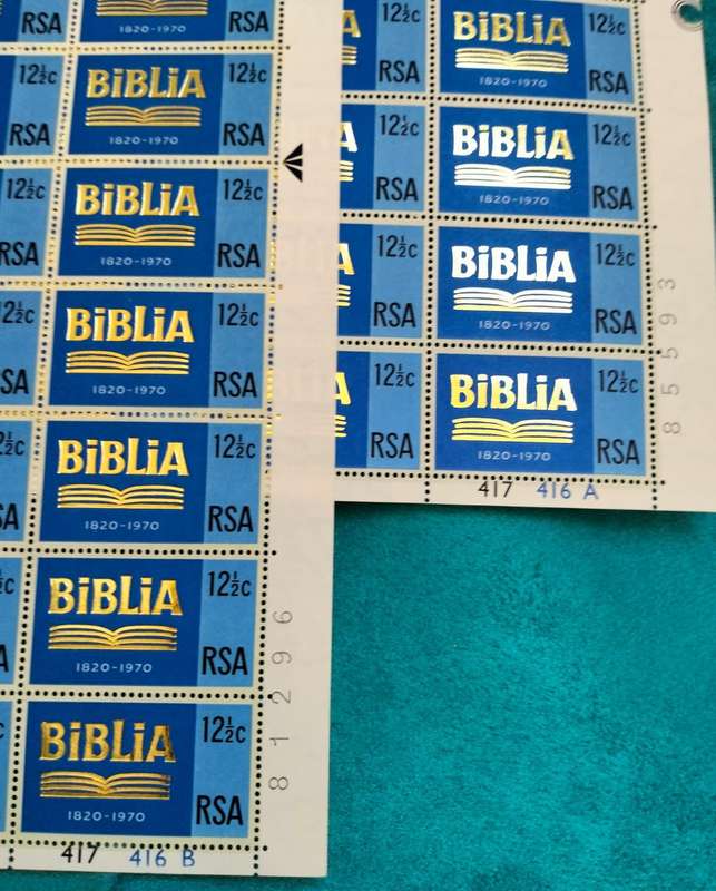 SOUTH AFRICA (Biblia  sheets) - Complete sheets