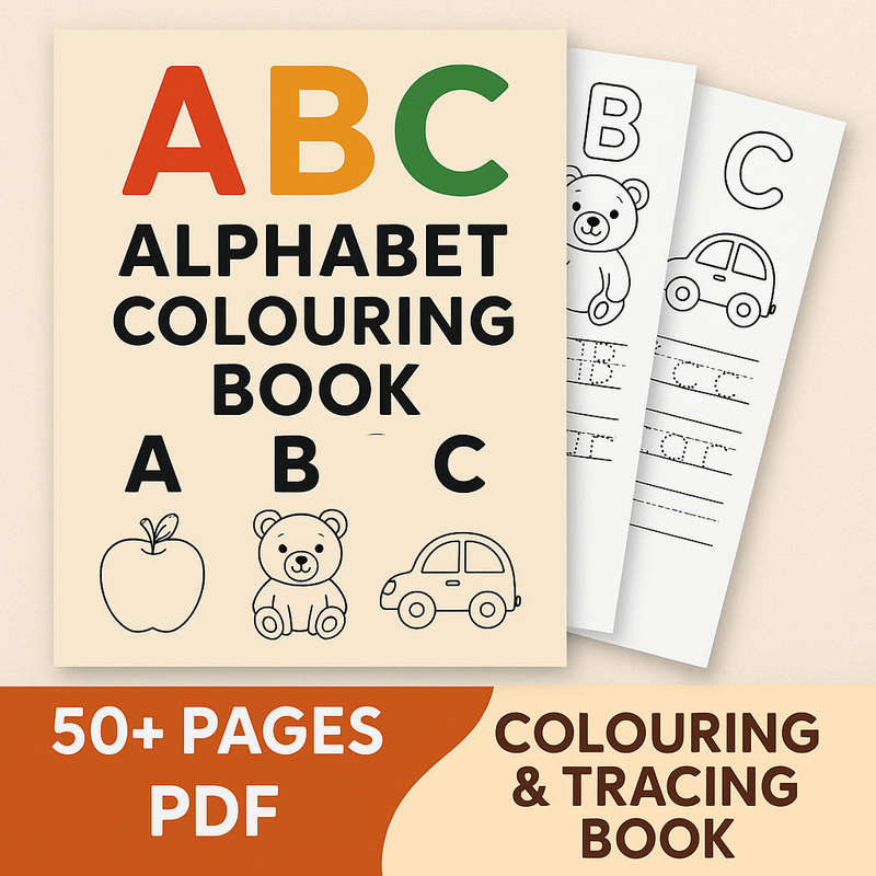 ABC Alphabet Colouring & Tracing Book  50+ Printable Pages (PDF)
