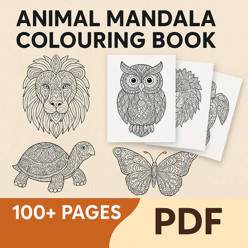 Animal Mandala Colouring Book - 100+ Printable Pages (PDF)