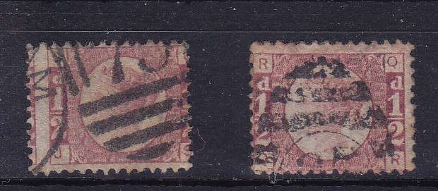 GB QUEEN VICTORIA 1870 1/2d SG 48-49 USED CV R780
