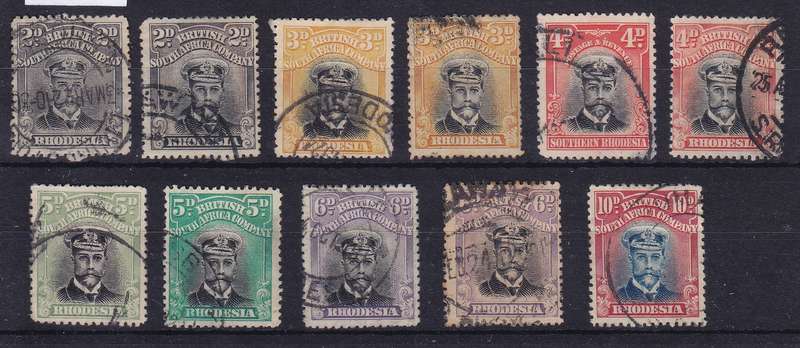 RHODESIA BSAC ADMIRALS DIE 111B SG 257-269 RANGE USED    CV R6200