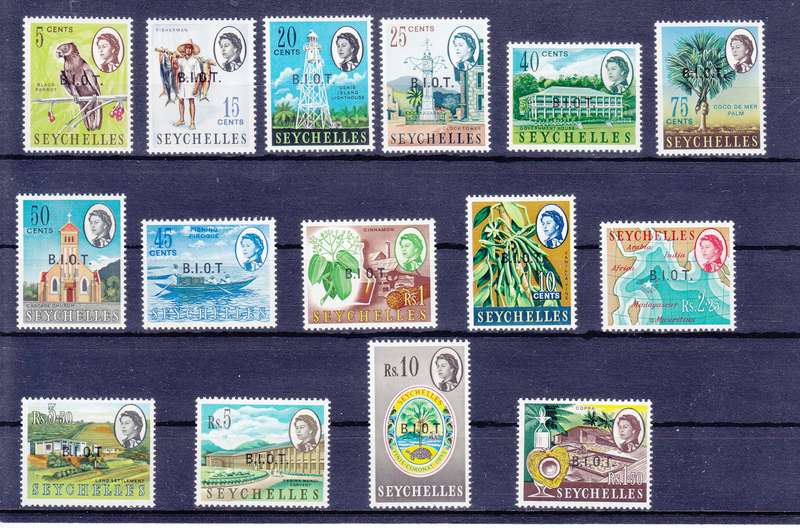 BRITISH INDIAN OCEAN TERRITORY SG 1-18 INCLUDING VARIANTS UM    CV R1800