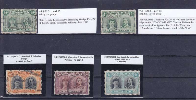 RHODESIA BSAC DOUBLE HEADS PERF 15 VARIETIES   STUNNING USED   CV R3100