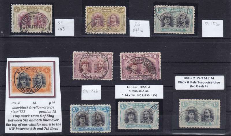RHODESIA BSAC 1910 DOUBLE HEADS PERF 14 USED SPECIALIZED SELECTION  CV R10200