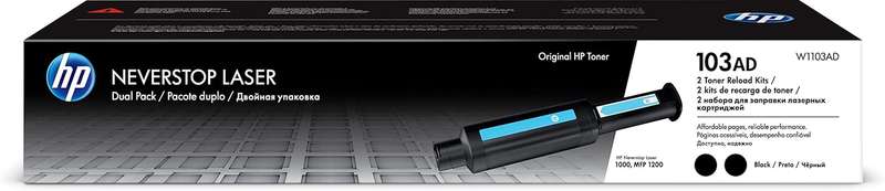 HP 103AD Dual Pack Black Neverstop Laser Original Toner Reload Kit W1103AD