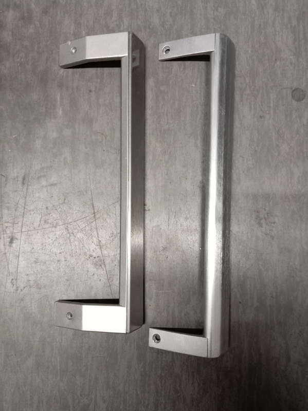 Aluminum fridge door handles.