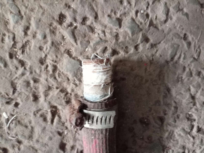 FIRE HOSE REEL. NOZZLE MISSING.