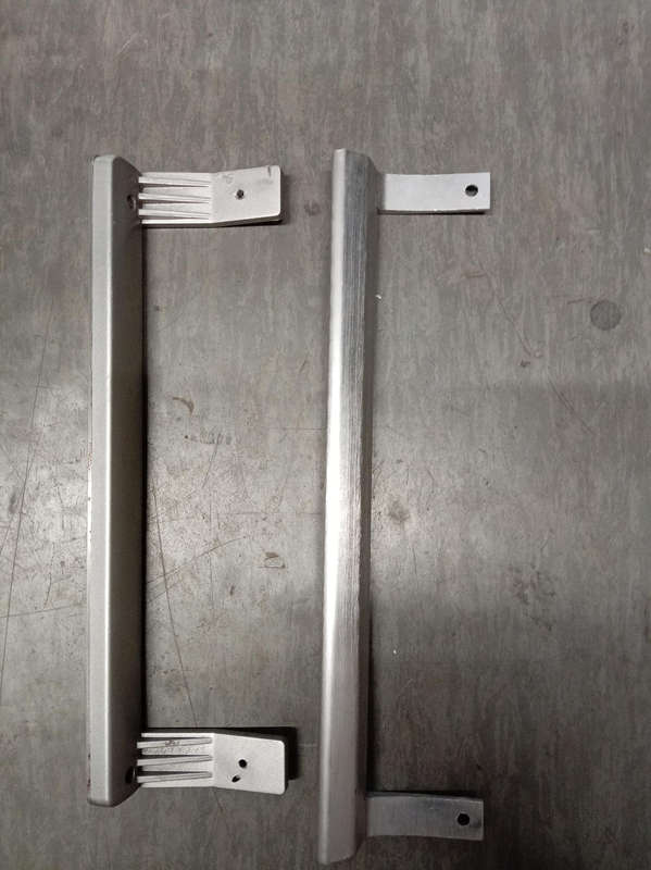 Aluminum fridge door handles.