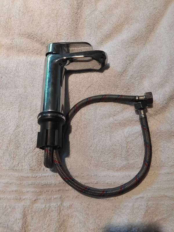 TAP : MEISSEN CHROME BASIN MIXER WITH WATER INLET PIPES.