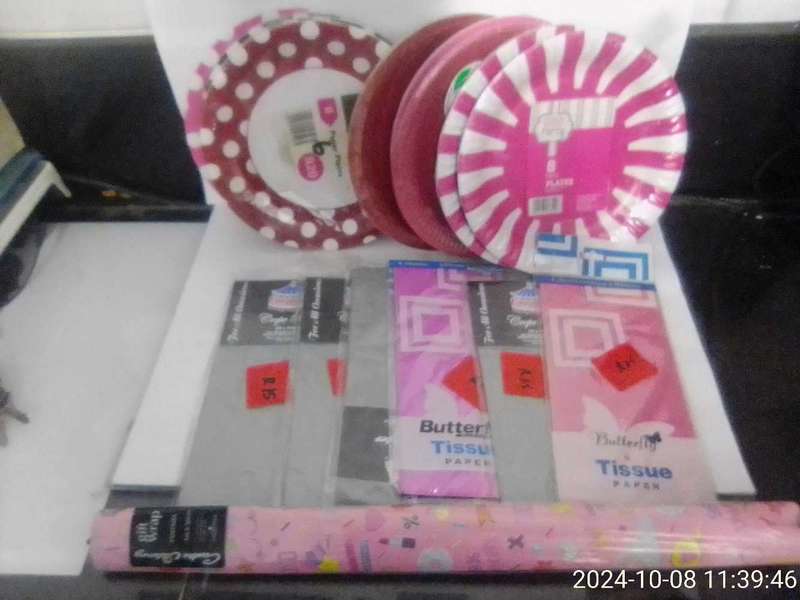 PARTY DECOR : PLATES,  CREPE & WRAPPING PAPER