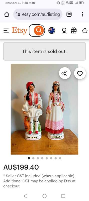 VINTAGE HAND PAINTED METAXA OUZO FIGURINES ( 1970'S)