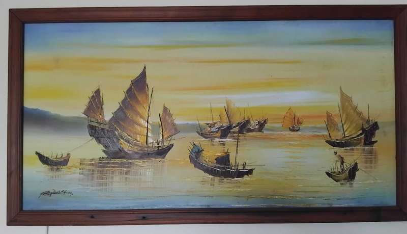 CHINESE OIL PAINTING : 1800MM X 850MM.