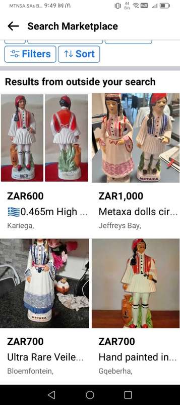 VINTAGE HAND PAINTED METAXA OUZO FIGURINES ( 1970'S)