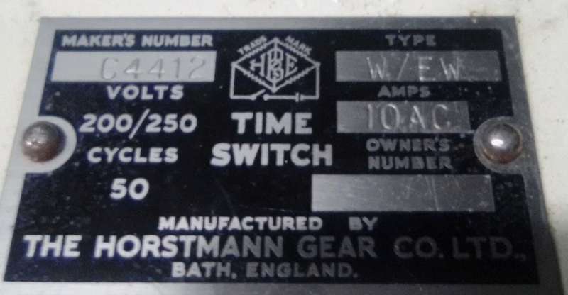 VINTAGE TIME SWITCH : THE HORSTMANN GEAR CO. LTD. TYPE : E/EW. MAKERS NO : C 4412