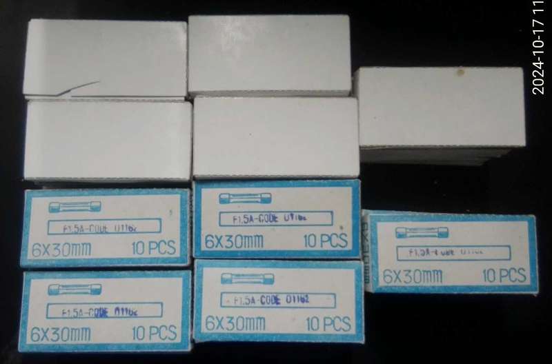 FUSES : 30MM 1.5 & 3 AMP. 5O BOXES OF TEN.