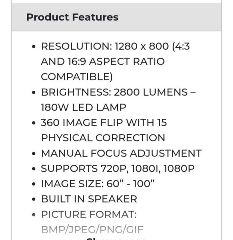 LED PROJECTOR :  ULTRA-LINK 42" TO 150" LED PROJECTOR MODEL PJ 50.