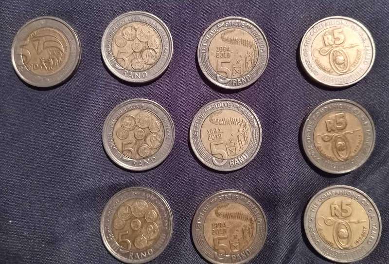 RSA COINS : 10 x R5 COMMEMORATIVE COINS