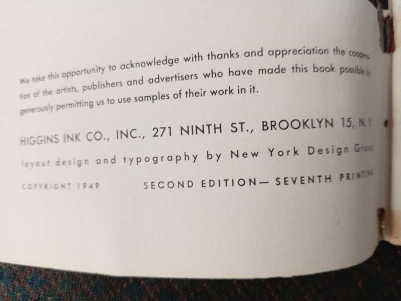 BOOK : 1949 SECOND EDITION. HIGGINS INK CO. INC.  " LETTERING"