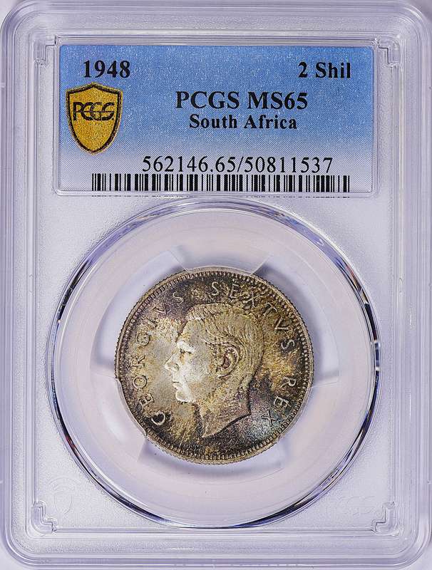MS-65 SA Union 1948 Silver 2 Shillings #Beautiful Gem# Pcgs Low mintage 6773 -grab a bargain