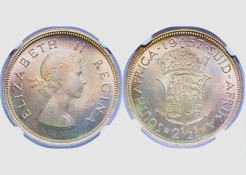 #RARE Ms66-1957 2.5 Shillings# NGC-"Pop 1/0-Stand Alone-FINEST KNOWN #Key Date# GEM!!!! - grab it