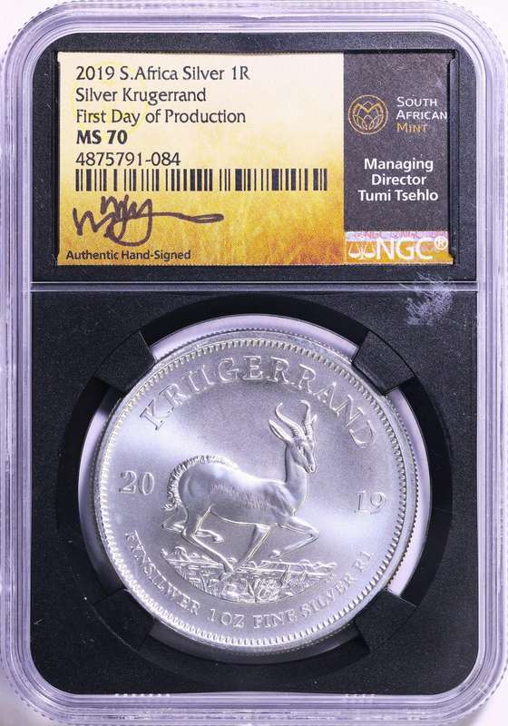 2019 MS-70 1oz Silver KR # TUMI TSEHLO signed #-First Day of Production-GEM UNC- grab a bargain