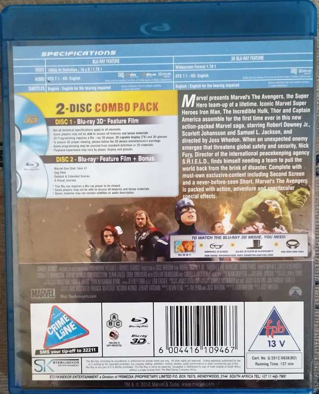 Marvel's Avengers Blu-ray 2D + 3D combo pack