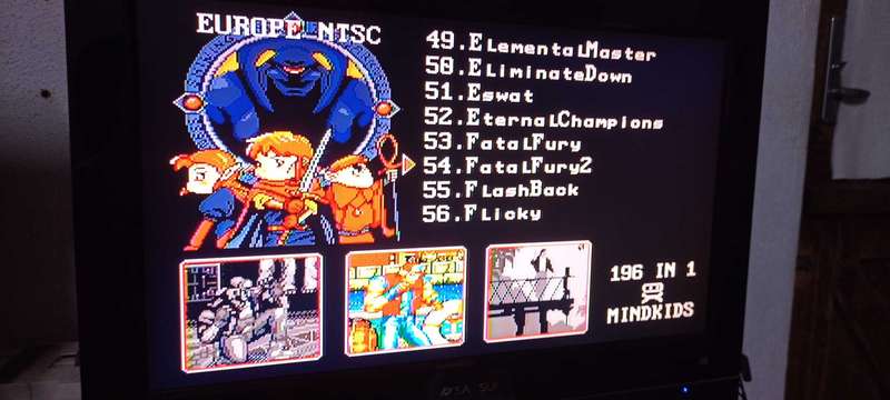 Sega Mega Drive or Genesis 196 in 1 Multicart