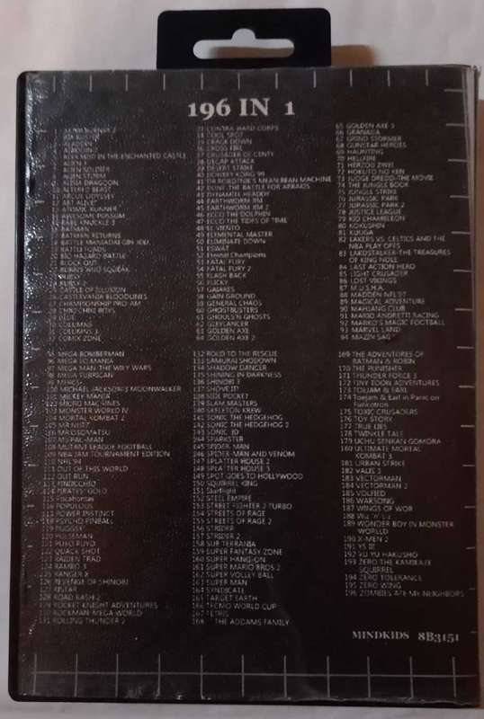 Sega Mega Drive or Genesis 196 in 1 Multicart
