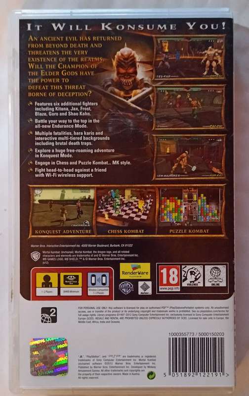 Mortal Kombat Unchained for PSP (PAL, CIB, Mint)