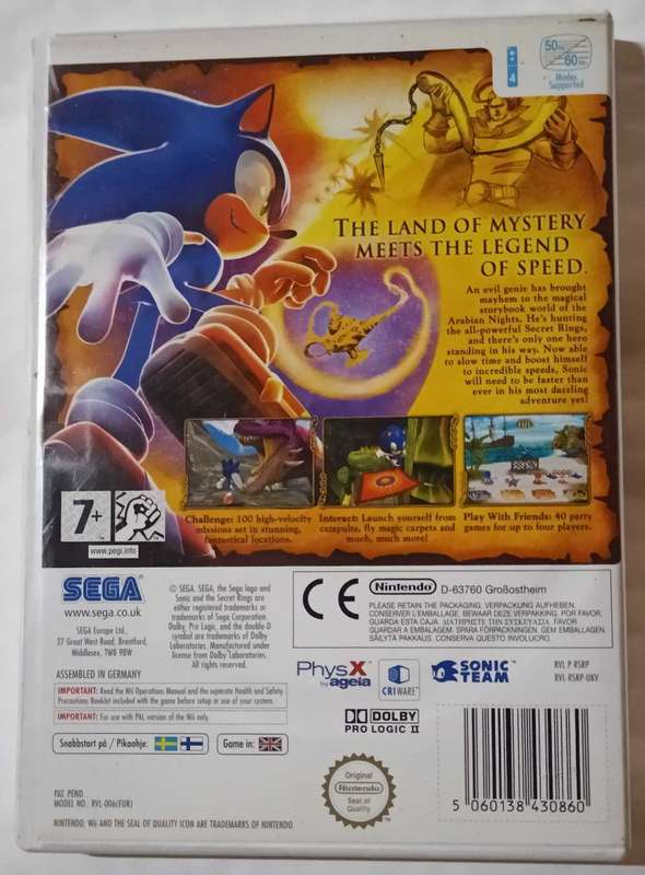 Sonic and the Secret Rings for Nintendo Wii (PAL, CIB)