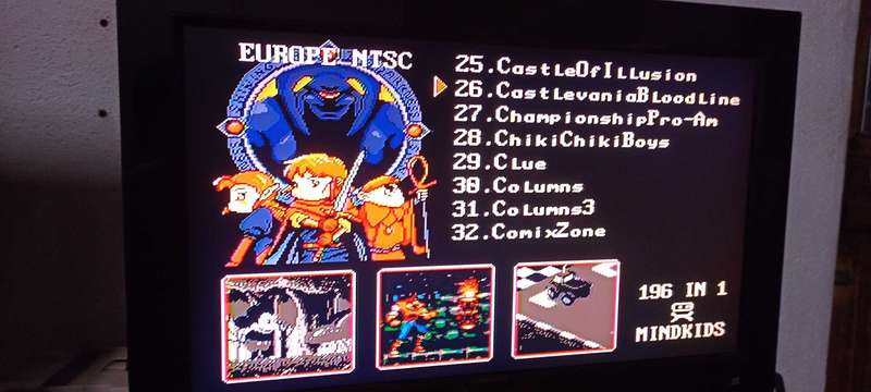 Sega Mega Drive or Genesis 196 in 1 Multicart