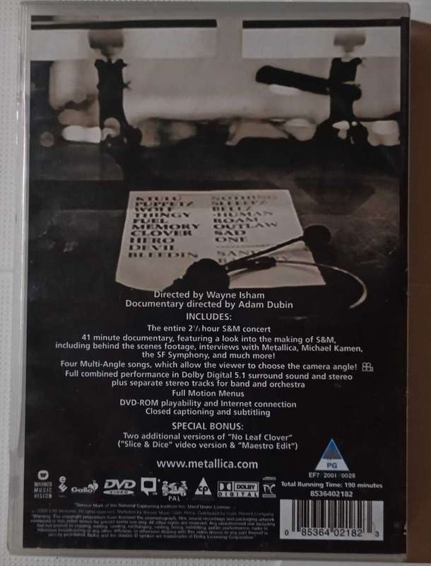 Metallica S&M Live with the San Francisco Symphony Orchestra DVD