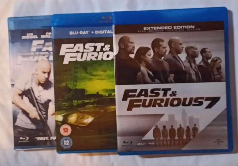Fast and Furious 5, 6 and 7 on Blu-ray