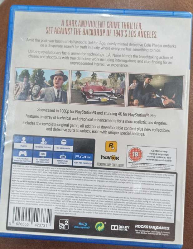 L.A. Noire for Ps4 with all DLC included