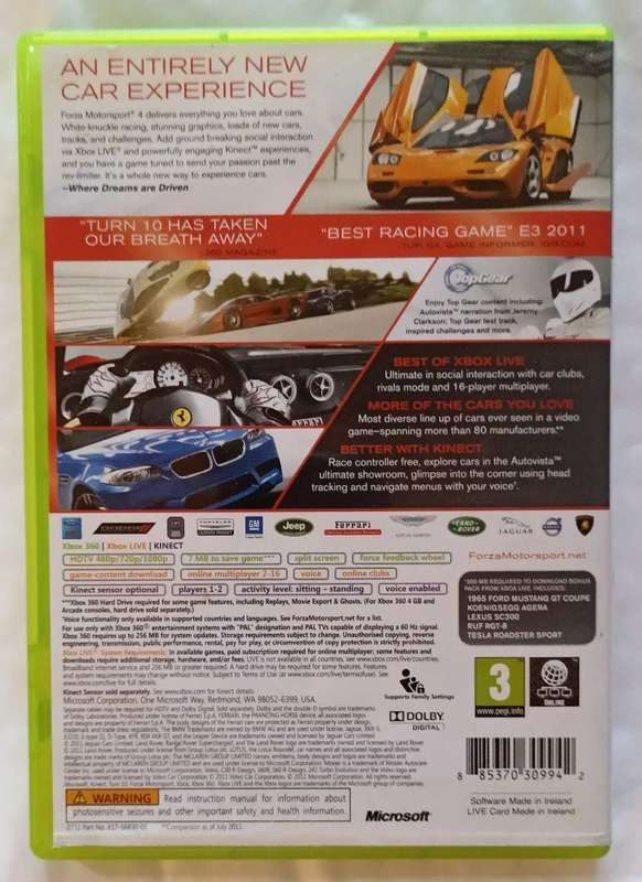 Forza Motorsport 4 for Xbox 360 (PAL, CIB, Mint)