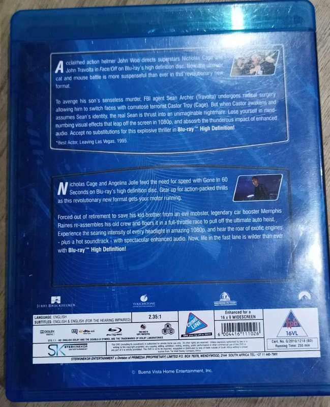 Face/Off and Gone in 60 Seconds Blu-ray double pack