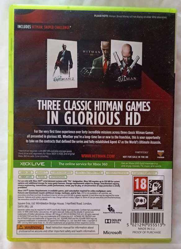 Hitman HD Trilogy for Xbox 360 (PAL, CIB)