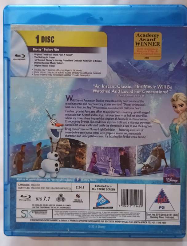 Frozen on Blu-ray