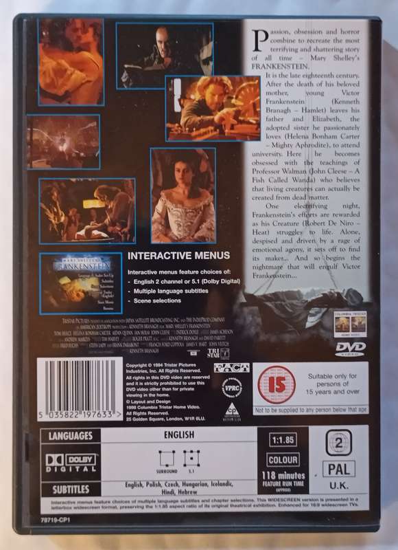 Mary Shelley's Frankenstein on DVD