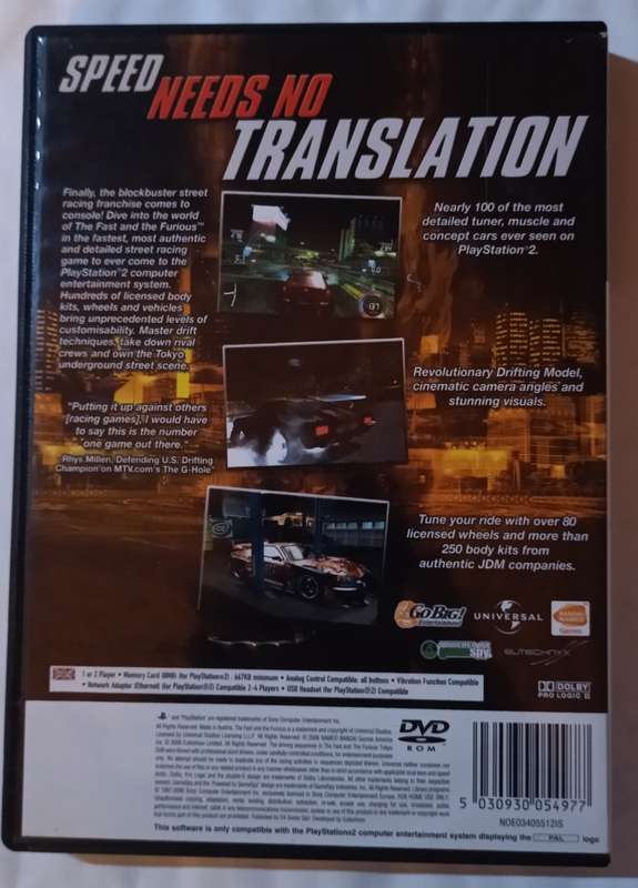 The Fast and the Furious for PS2 PAL CIB