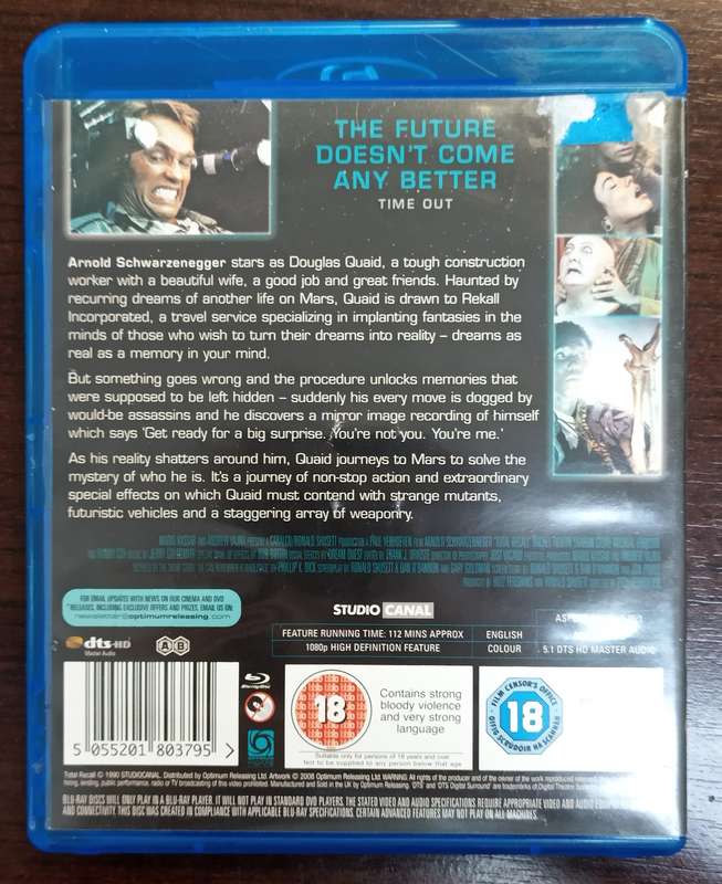 Total Recall on Blu-ray Arnold Schwarzenegger, UK Press