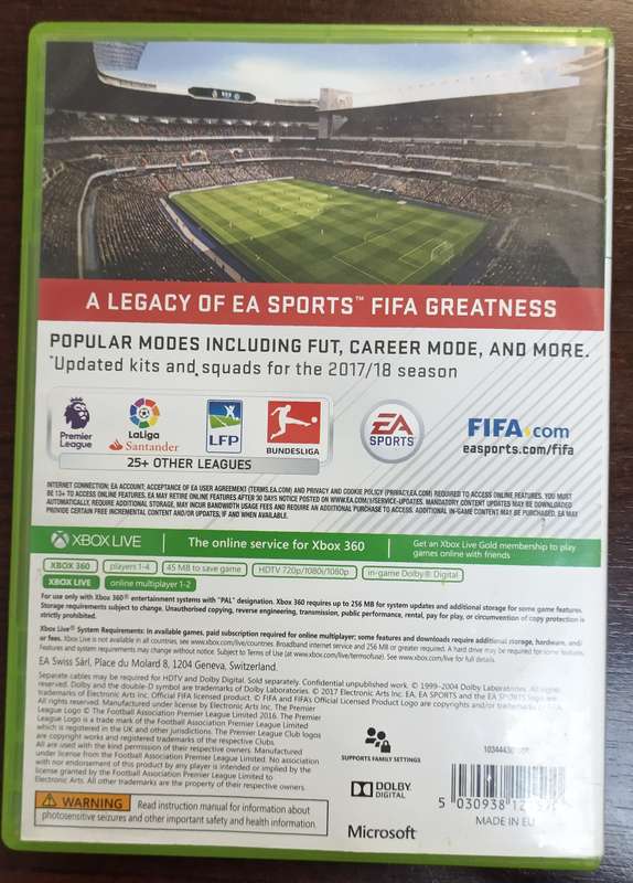 FIFA 18 Legacy Edition for Xbox 360 (PAL, CIB)