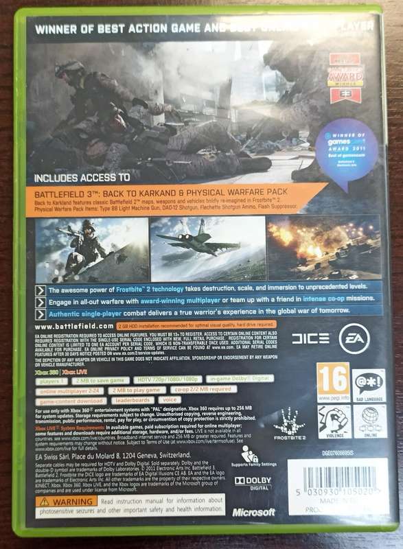 Battlefield 3 Limited Edition for Xbox 360 (2 X Discs, PAL, CIB)