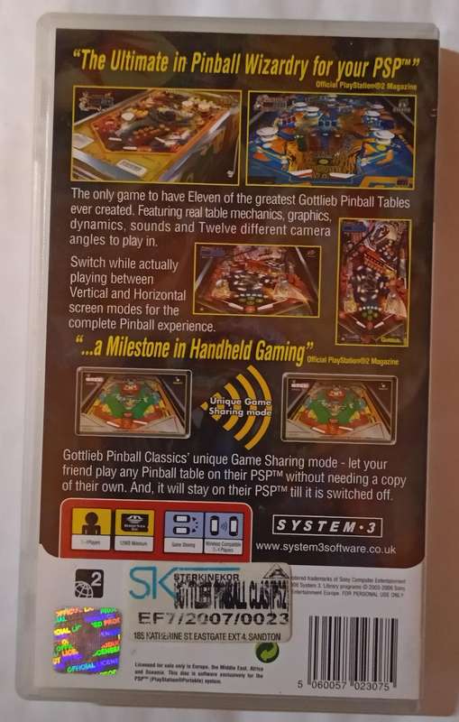 Gottlieb Pinball Classics on PSP