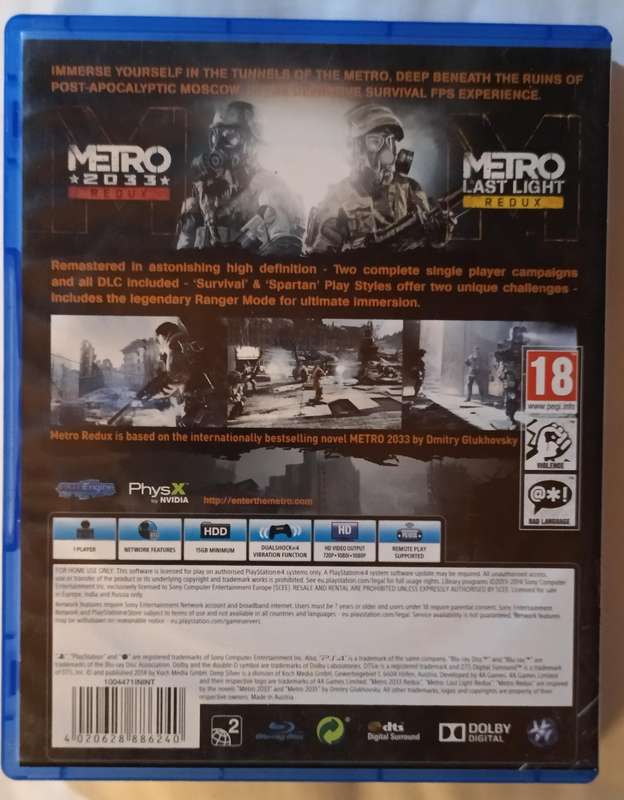 Metro Redux for PS4 (CIB)