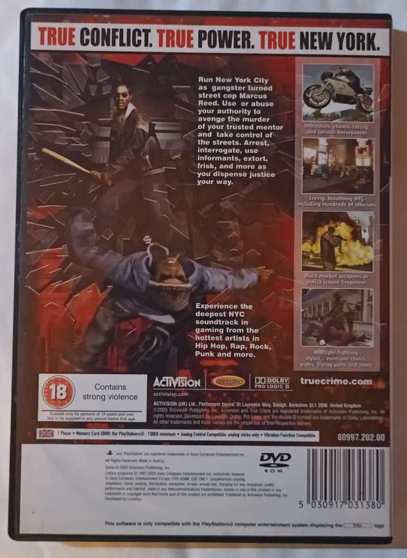 True Crime New York City for PS2 (CIB)