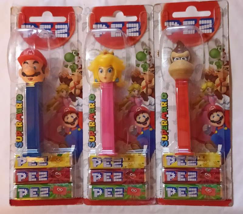 Sealed PEZ Dispensers Mario, Donkey Kong and Princess Peach (2017)