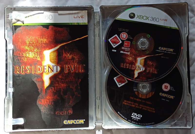 Resident Evil 5 for Xbox 360 (Steelbook) PAL, CIB
